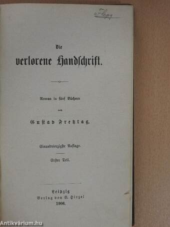 Die Verlorene Handschrift I-II. (gótbetűs)