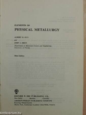 Elements of physical metallurgy