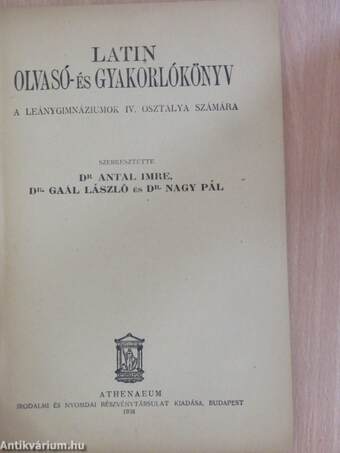 Latin olvasó- és gyakorlókönyv IV.