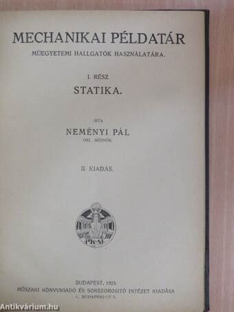 Mechanikai példatár I.