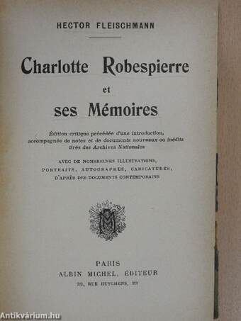 Charlotte Robespierre et ses Mémoires