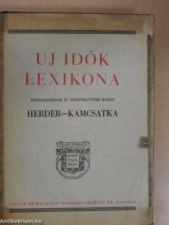 Uj idők lexikona 13-14. (töredék)