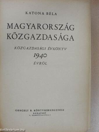 Magyarország közgazdasága 1940