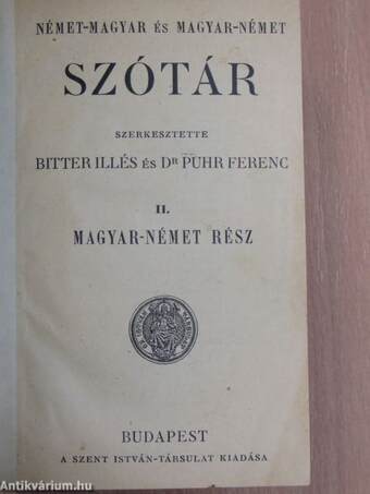 Német-magyar és magyar-német szótár II.