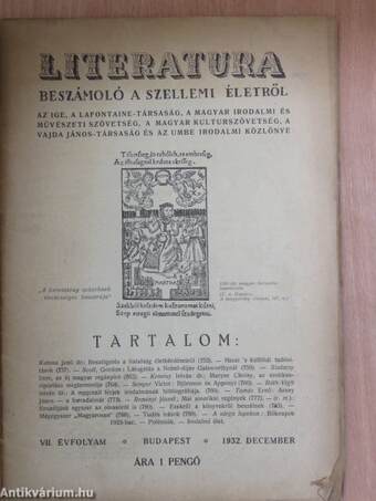 Literatura 1932. december