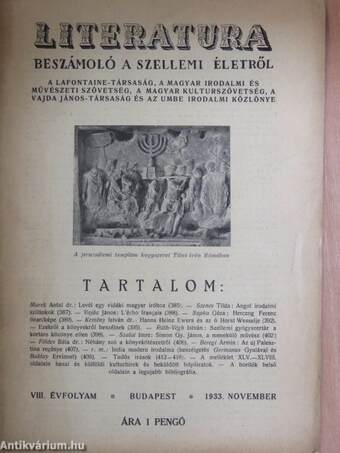Literatura 1933. november