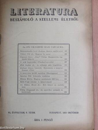 Literatura 1931. október