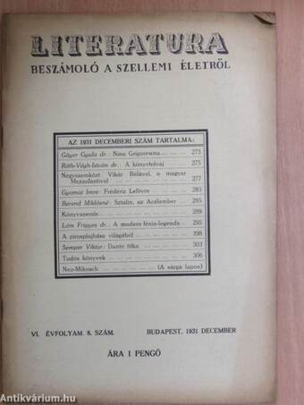 Literatura 1931. december