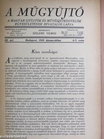 A műgyüjtő 1929/6-7.