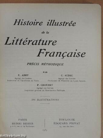 Histoire illustrée de la Littérature Francaise