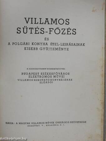 Villamos sütés-főzés szakácskönyve