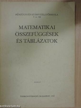 Matematikai összefüggések és táblázatok