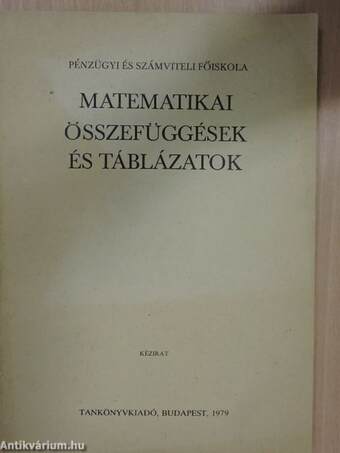 Matematikai összefüggések és táblázatok