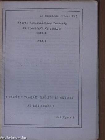 A neurózis tanulási elmélete és kezelése/Az intelligencia