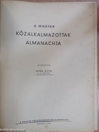 A Magyar Közalkalmazottak Almanachja 1937.