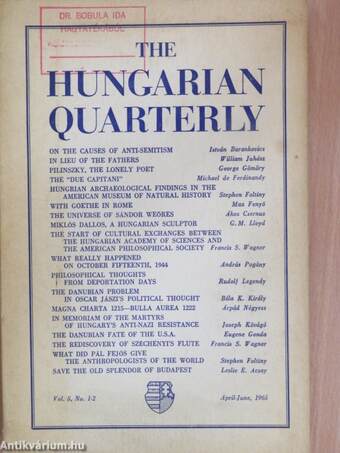 The Hungarian Quarterly April-June, 1965 (Bobula Ida hagyatékából)