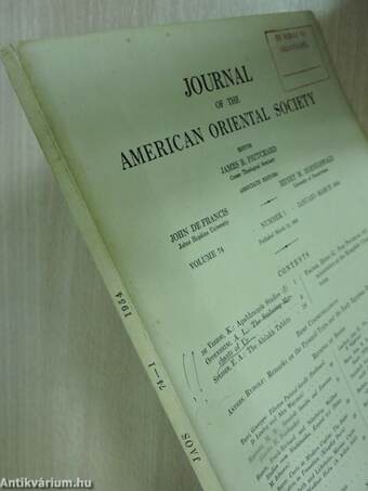 Journal of the American Oriental Society January-March 1954 (Bobula Ida könyvtárából)