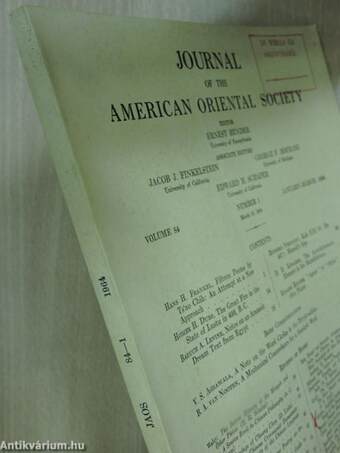 Journal of the American Oriental Society January-March 1964 (Bobula Ida könyvtárából)