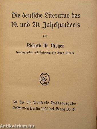 Die deutsche Literatur des 19. und 20. Jahrhunderts (gótbetűs)