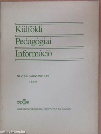 Külföldi Pedagógiai Információ 1986.