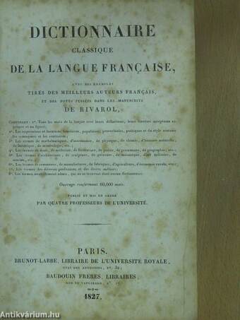 Dictionnaire classique de la Langue Francaise