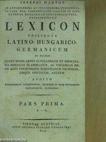 Lexicon Trilingue I. A-L (töredék)
