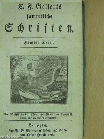 C. F. Gellerts sämmtliche Schriften V. (gótbetűs) (töredék)
