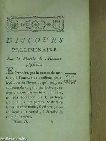 De la Philosophie de la nature, ou traité de morale pour l'espece humaine II.