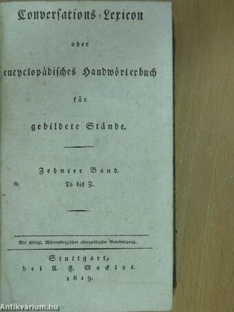 Conversations-Lexicon oder Encyclopädisches Handwörterbuch für gebildete stände X. (gótbetűs) (töredék)