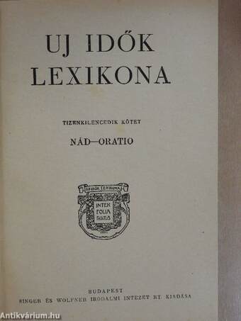 Uj idők lexikona 19-20. (töredék)