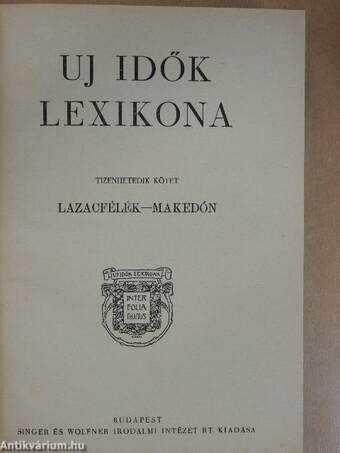 Uj Idők Lexikona 17-18. (töredék)