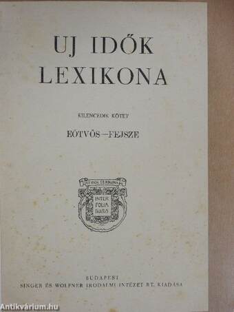 Uj idők lexikona 9-10. (töredék)