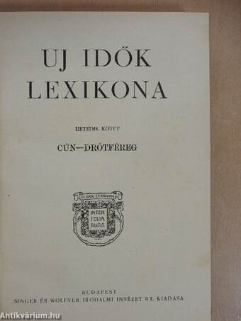 Uj idők lexikona 7-8. (töredék)