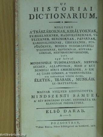 Ladvocat historiai dictionariuma VII. (töredék)