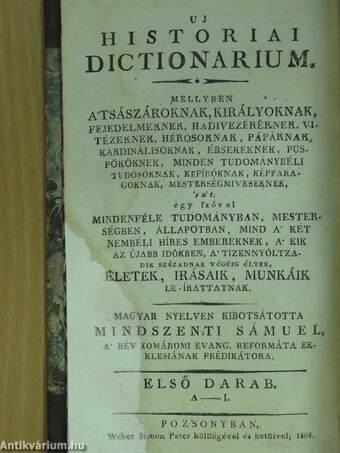 Ladvocat historiai dictionariuma VII-VIII. (töredék)