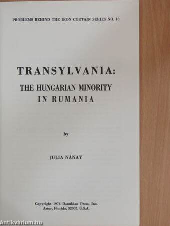 Transylvania: The Hungarian Minority in Rumania