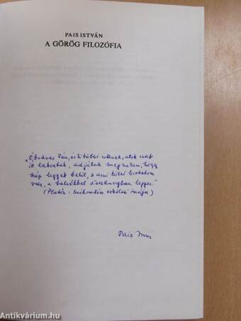 A görög filozófia (dedikált példány)