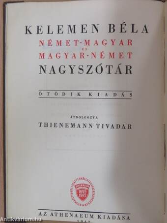 Német-magyar nagyszótár I-II.