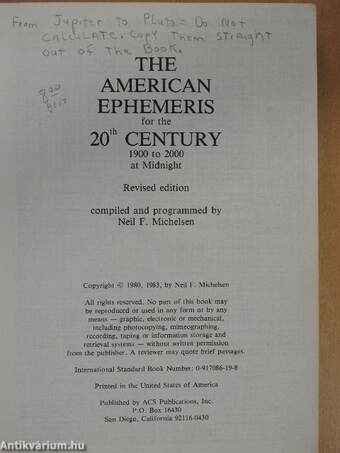 The American Ephemeris for the 20th Century