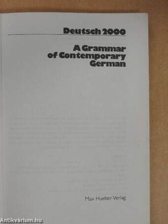 Deutsch 2000 - A Grammar of Contemporary German