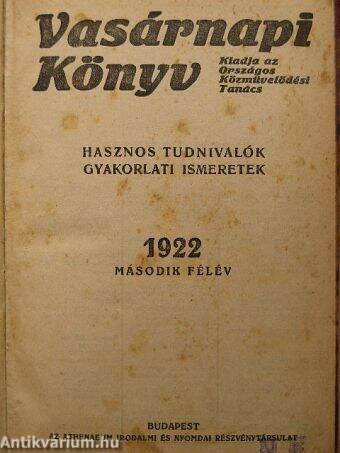 Vasárnapi Könyv 1922-1923. (nem teljes évfolyamok)