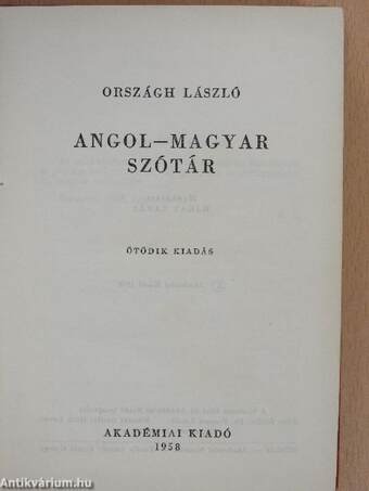 Angol-magyar szótár