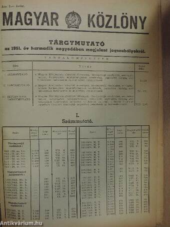 Magyar Közlöny 1951. július-december (fél évfolyam)