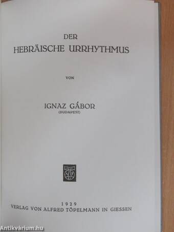 Der Hebräische Urrhythmus