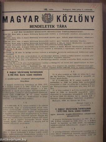 Magyar Közlöny 1948. (nem teljes évfolyam)