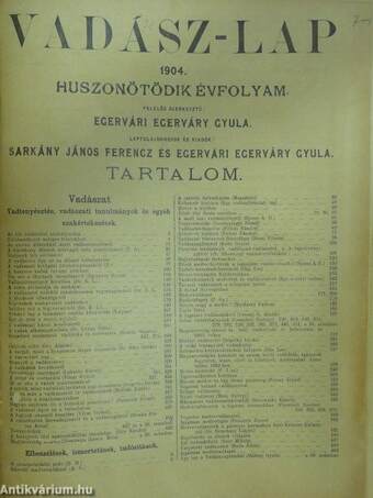 Vadász-lap 1904. (nem teljes évfolyam)