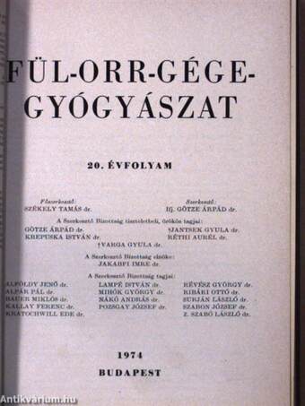 Fül-orr-gégegyógyászat 1974-1977. január-december I-II.