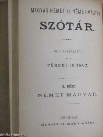 Magyar-német és német-magyar szótár I-II. (gótbetűs)