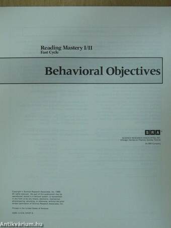 Reading Mastery I/II. - Fast Cycle - Behavioral Objectives