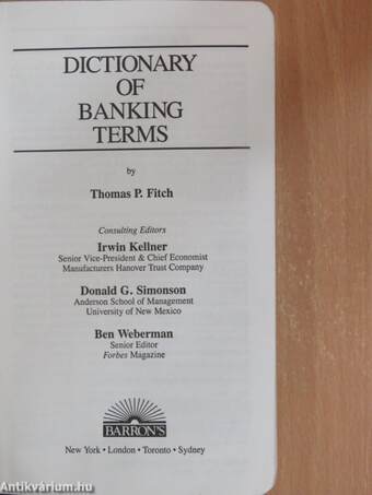 Dictionary of Banking Terms